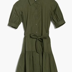 Derek Lam 10 Crosby Olive Green Luma Cotton A-Line Shirtdress